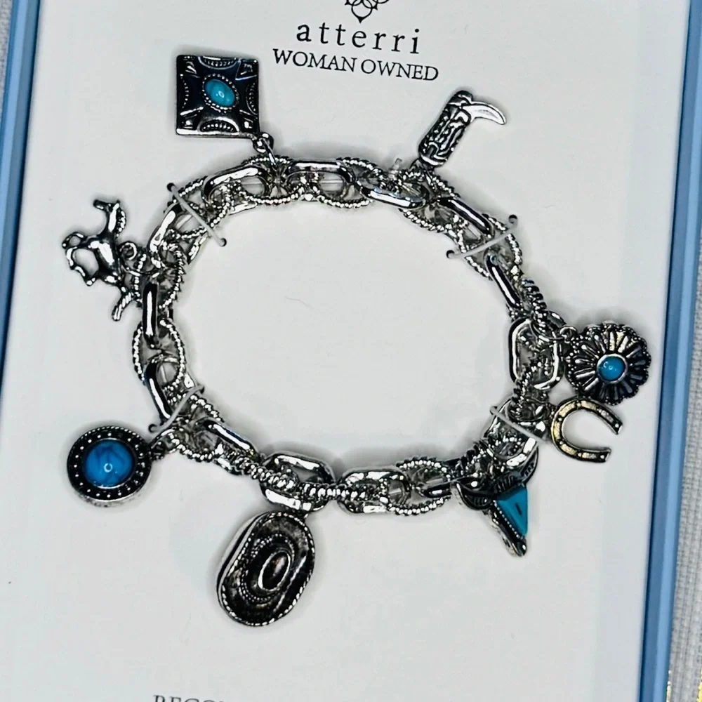 Atterri Turquoise Charm Stretch Bracelet | Western Cowgirl Jewelry - Picture 3 of 4